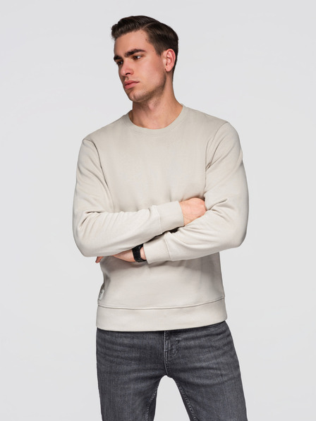 Ombre Clothing Herren-Sweatshirt BASIC mit Rundhalsausschnitt - hellbeige Ombre Clothing