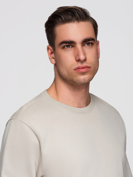 Ombre Clothing Herren-Sweatshirt BASIC mit Rundhalsausschnitt - hellbeige Ombre Clothing