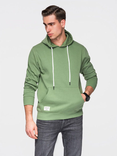 Ombre Clothing Herren-Baumwoll-Sweatshirt BASIC Kängurutasche mit Kapuze - grün Ombre Clothing
