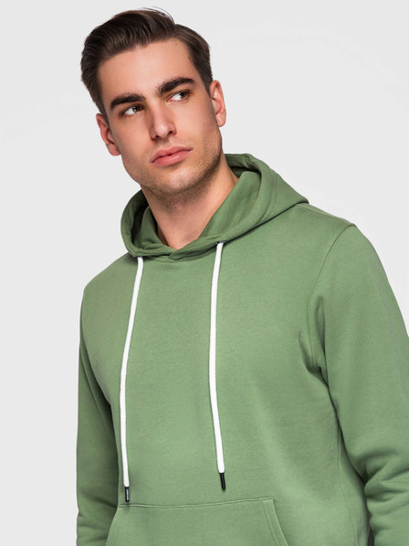 Ombre Clothing Herren-Baumwoll-Sweatshirt BASIC Kängurutasche mit Kapuze - grün Ombre Clothing