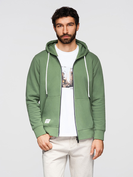 Ombre Clothing Herren-Baumwoll-Sweatshirt BASIC mit Reißverschluss und Kapuze - grün V3 OM-SSBZ-0272 Ombre Clothing