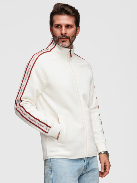 Ombre Clothing Herren-elastisches Sweatshirt mit kontrastierender Paspelierung und Stehkragen - creme V2 B1715 Ombre Clothing