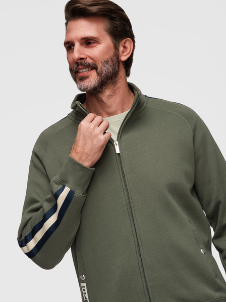 Ombre Clothing Herren-Sweatshirt mit Stehkragen und Paspelierung - olivfarben V2 B1718 Ombre Clothing