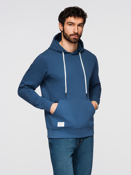 Ombre Clothing Herren-Baumwoll-Sweatshirt BASIC mit Kängurutasche und Kapuze - dunkelblau Ombre Clothing