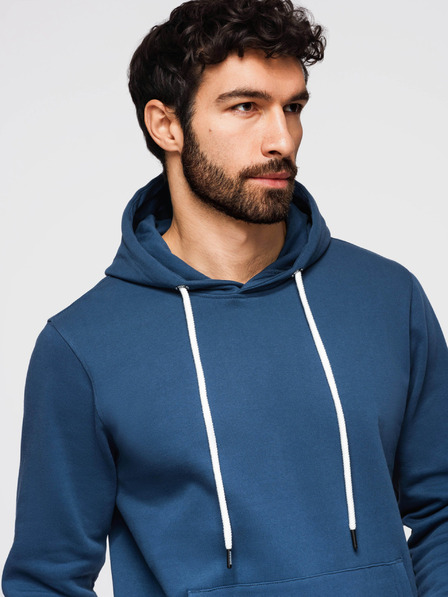 Ombre Clothing Herren-Baumwoll-Sweatshirt BASIC mit Kängurutasche und Kapuze - dunkelblau Ombre Clothing