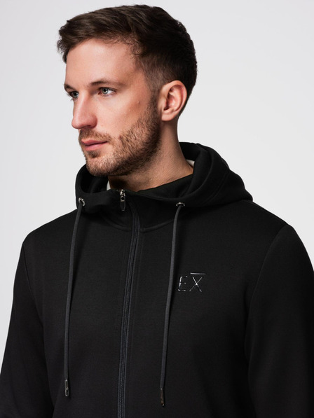 Ombre Clothing Herren-Sweatshirt mit Kapuze aus glatter Strickware - schwarz V1 OM-SZBC-0196 Ombre Clothing