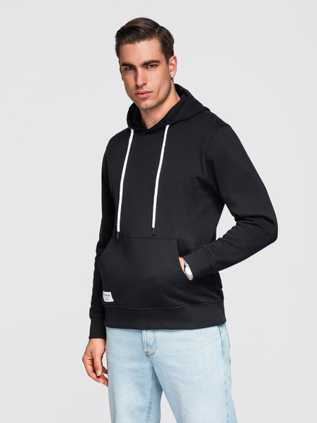 Ombre Clothing Herren-Baumwoll-Sweatshirt BASIC Kängurutasche mit Kapuze - schwarz Ombre Clothing