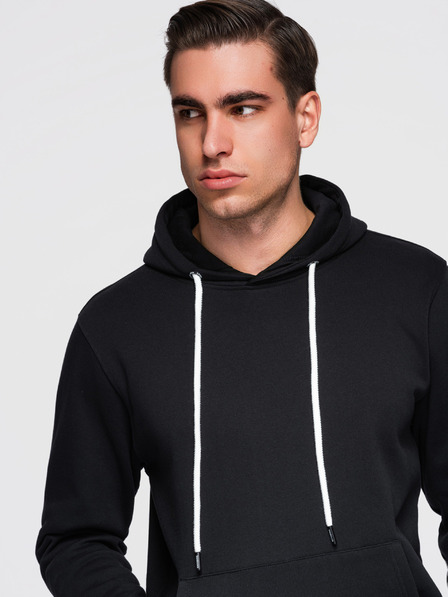 Ombre Clothing Herren-Baumwoll-Sweatshirt BASIC Kängurutasche mit Kapuze - schwarz Ombre Clothing