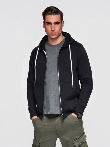 Ombre Clothing Herren-Baumwoll-elastisches Sweatshirt BASIC mit Kapuze - schwarz V5 OM-SSBZ-0272 Ombre Clothing