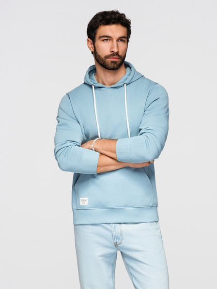 Ombre Clothing Herren Baumwoll Sweatshirt BASIC Känguru mit Kapuze - Blau Ombre Clothing