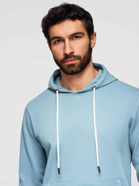 Ombre Clothing Herren Baumwoll Sweatshirt BASIC Känguru mit Kapuze - Blau Ombre Clothing