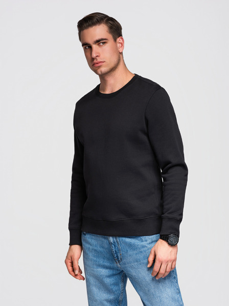 Ombre Clothing Herren Sweatshirt BASIC mit Rundhalsausschnitt - Schwarz Ombre Clothing