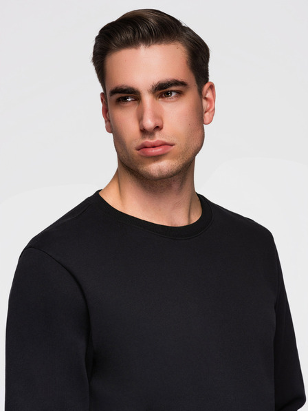 Ombre Clothing Herren Sweatshirt BASIC mit Rundhalsausschnitt - Schwarz Ombre Clothing