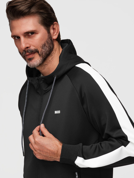 Ombre Clothing Herren Sweatshirt mit Reißverschluss mit Kapuze und Einfassung - Schwarz V1 B1717 Ombre Clothing