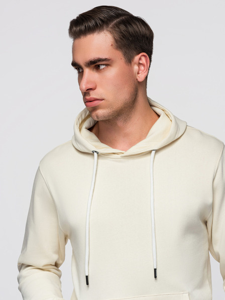 Ombre Clothing Herren Baumwoll Sweatshirt BASIC Känguru mit Kapuze - Creme Ombre Clothing