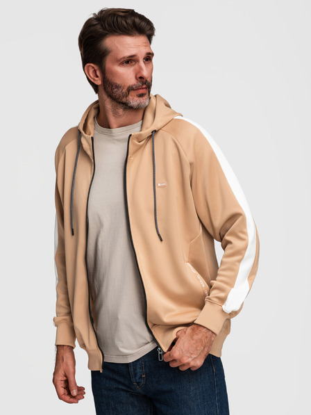 Ombre Clothing Herren Sweatshirt mit Kapuze ohne Knöpfe und Einfassung - Beige V4 B1717 Ombre Clothing