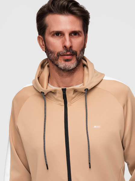 Ombre Clothing Herren Sweatshirt mit Kapuze ohne Knöpfe und Einfassung - Beige V4 B1717 Ombre Clothing