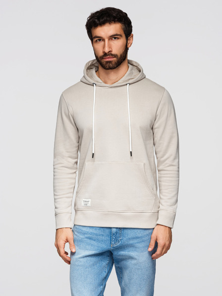 Ombre Clothing Herren Baumwoll Känguru Sweatshirt BASIC mit Kapuze - Hellbeige Ombre Clothing