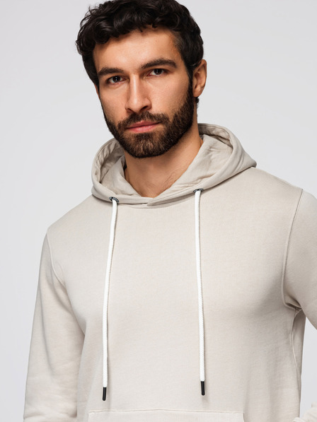 Ombre Clothing Herren Baumwoll Känguru Sweatshirt BASIC mit Kapuze - Hellbeige Ombre Clothing