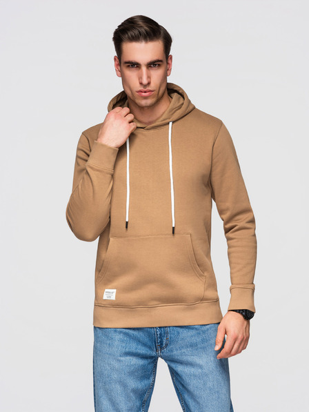 Ombre Clothing Herren Baumwoll Känguru Sweatshirt BASIC mit Kapuze - Braun Ombre Clothing