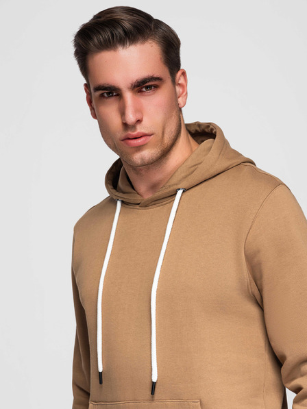 Ombre Clothing Herren Baumwoll Känguru Sweatshirt BASIC mit Kapuze - Braun Ombre Clothing