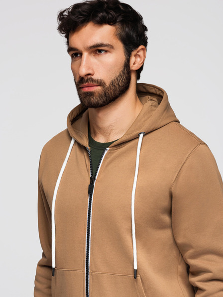 Ombre Clothing Herren Baumwoll Sweatshirt BASIC mit Kapuze - Braun V2 OM-SSBZ-0272 Ombre Clothing