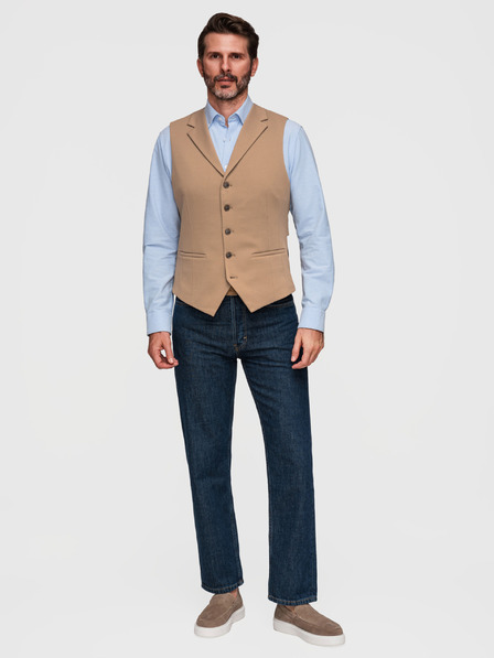 Ombre Clothing Herren elegante Weste mit Revers - Braun V1 V66 Ombre Clothing