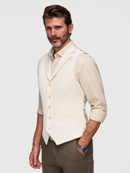 Ombre Clothing Elegante Herren Weste mit Revers - Beige V2 V66 Ombre Clothing