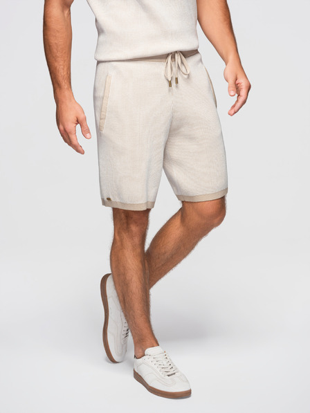 Ombre Clothing Herren-Strickshorts mit verstellbarem Bund - beige V1 OM-SRCS-0202 Ombre Clothing