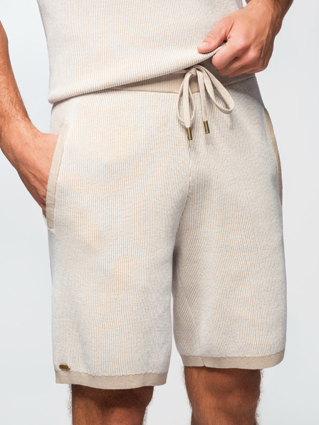 Ombre Clothing Herren-Strickshorts mit verstellbarem Bund - beige V1 OM-SRCS-0202 Ombre Clothing