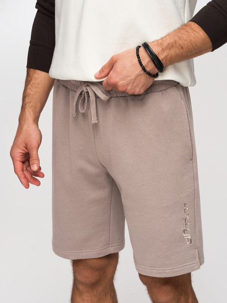 Ombre Clothing Herren-Shorts REGULAR FIT aus französischem Frottee-Strick - dunkelbeige V2 OM-SRSK-0196 Ombre Clothing
