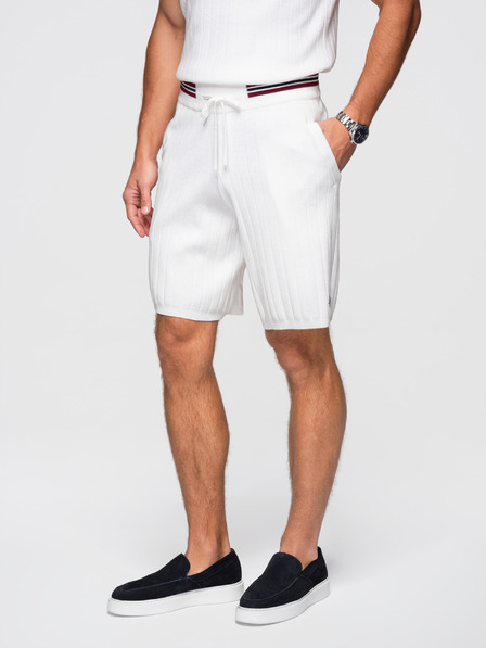 Ombre Clothing Herren-Shorts aus strukturierter Viskose REGULAR - weiß V1 OM-SRCS-0203 Ombre Clothing