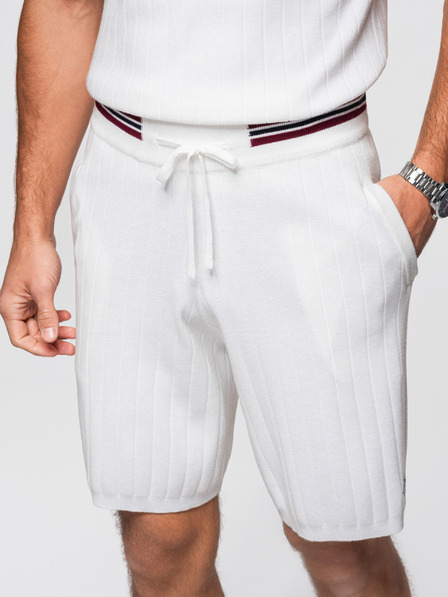 Ombre Clothing Herren-Shorts aus strukturierter Viskose REGULAR - weiß V1 OM-SRCS-0203 Ombre Clothing