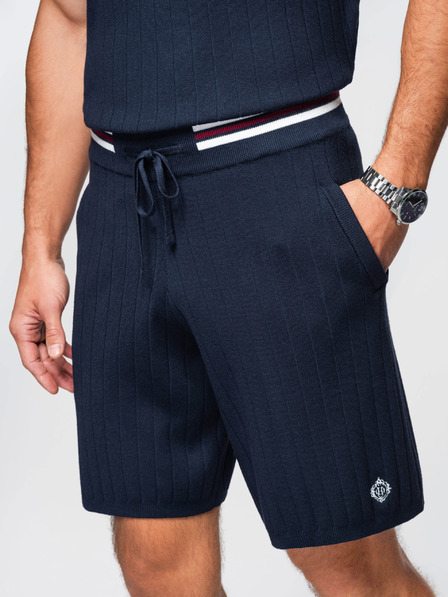 Ombre Clothing Herren-Shorts aus strukturierter Viskose REGULAR - dunkelblau V2 OM-SRCS-0203 Ombre Clothing