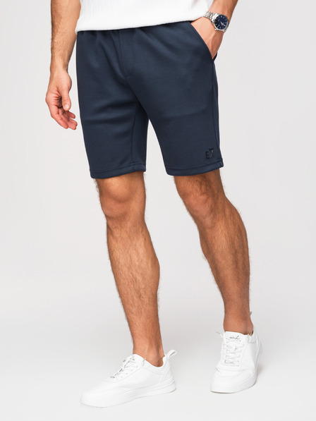 Ombre Clothing Herren-Shorts aus glatter Strickware REGULAR FIT - dunkelblau V4 OM-SRBC-0153 Ombre Clothing