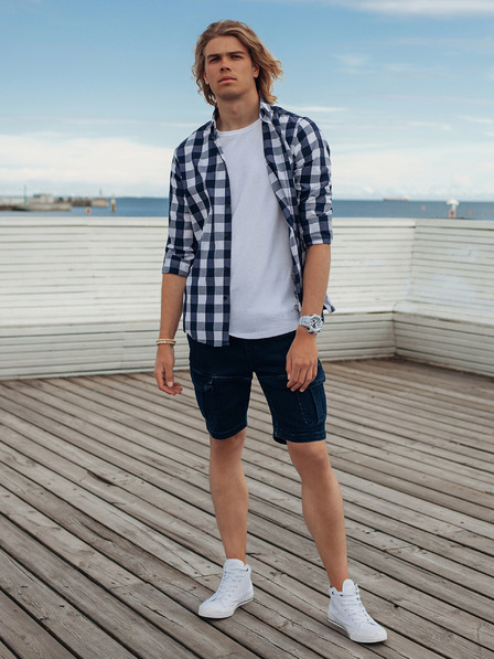 Ombre Clothing Dunkelblaue Herren Denim Shorts Ombre Clothing W362