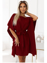 numoco SOFIA Schmetterlings-Kleid mit Taillenbindung - weinrot