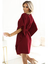 numoco SOFIA Schmetterlings-Kleid mit Taillenbindung - weinrot