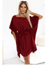 numoco SOFIA Schmetterlings-Kleid mit Taillenbindung - weinrot