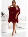 numoco SOFIA Schmetterlings-Kleid mit Taillenbindung - weinrot