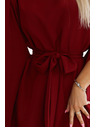numoco SOFIA Schmetterlings-Kleid mit Taillenbindung - weinrot