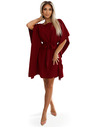 numoco SOFIA Schmetterlings-Kleid mit Taillenbindung - weinrot