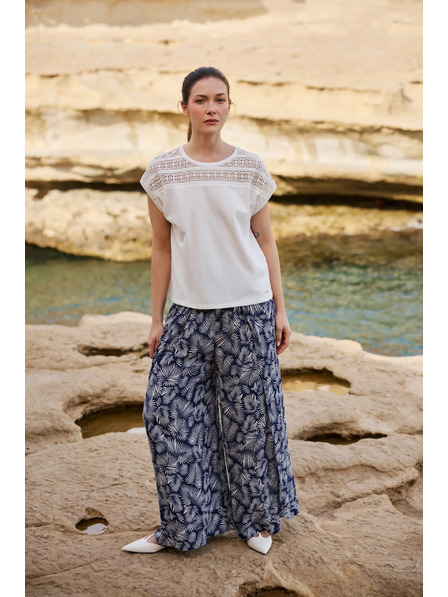 Moodo Baumwollbluse mit Spitze Weiß Moodo