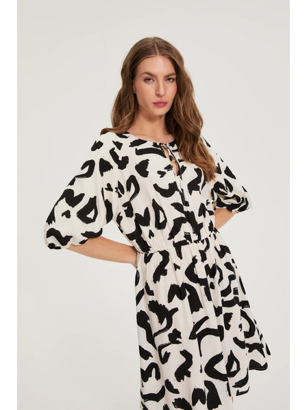 Moodo Viskose-Kleid mit Druck Beige Moodo