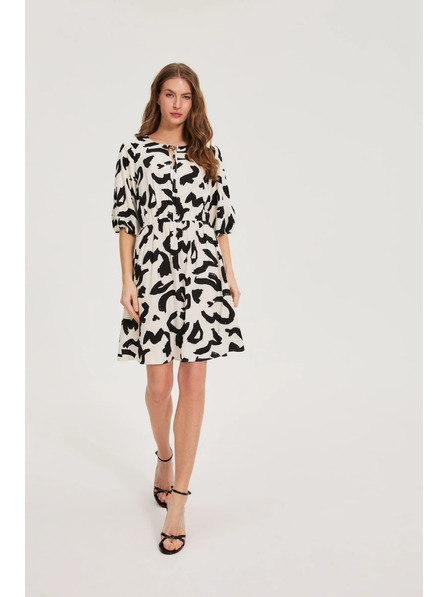 Moodo Viskose-Kleid mit Druck Beige Moodo