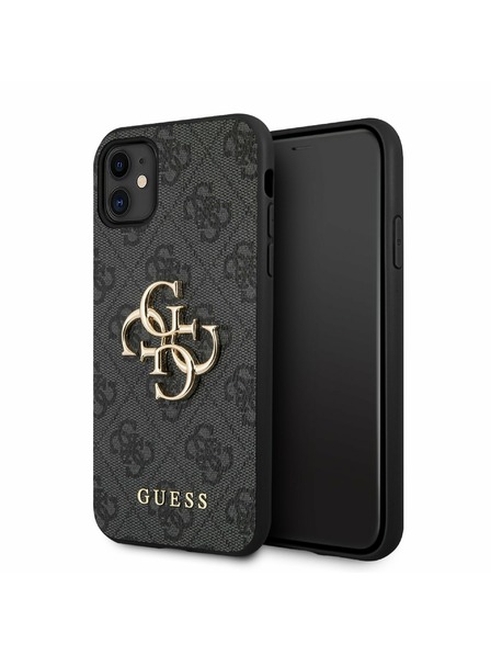 Guess Guess PU 4G Metall-Logo-Rückseite für iPhone 11 Grau