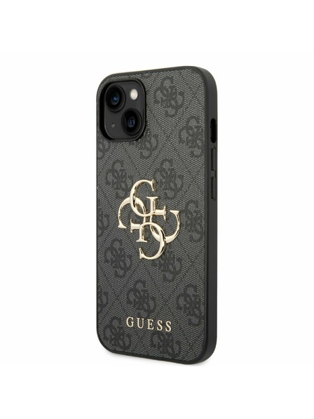 Guess PU 4G Metal Logo Rückseite Hülle für iPhone 14 Grey Handyhülle