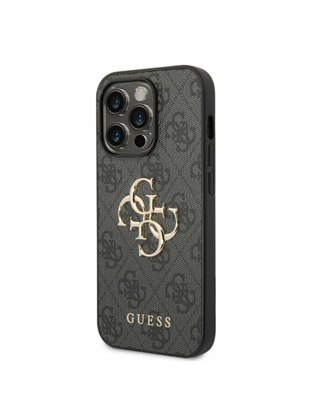 Guess Guess PU 4G Metall-Logo-Rückseite für iPhone 14 Pro Grau