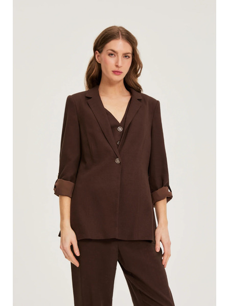 Moodo Sakko mit Leinenanteil braun Moodo