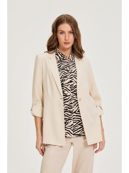 Moodo Sakko mit Leinenanteil beige Moodo